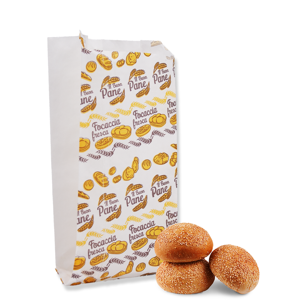 10 kg Buste pane 15x30 cm bianche pura cellulosa 45gr n. 3 con stampa 2 10 kg Buste pane 15x30 cm bianche pura cellulosa 45gr n. 3 con stampa - immagine 2