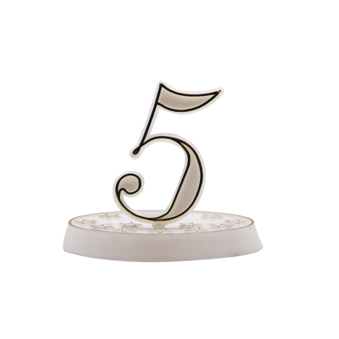 100 Numeri 5 per torte bianco con perfilo oro 1 100 Numeri 5 per torte bianco con perfilo oro