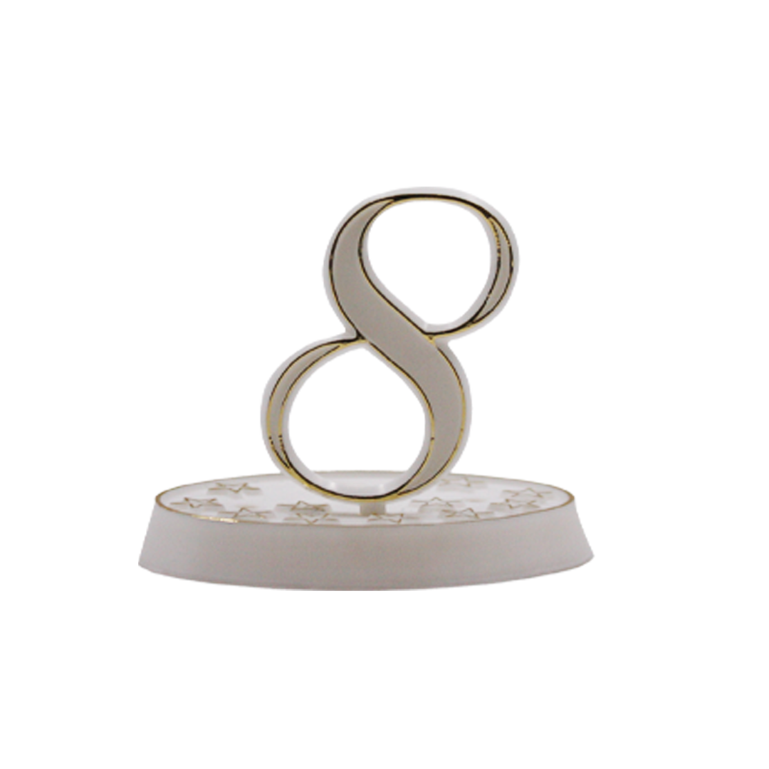 100 Numeri 8 per torte bianco con perfilo oro 1 100 Numeri 8 per torte bianco con perfilo oro