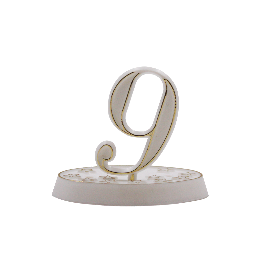100 Numeri 9 per torte bianco con perfilo oro 1 100 Numeri 9 per torte bianco con perfilo oro