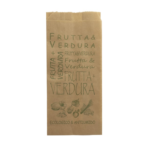 10 kg Buste kraft 14x30 cm stampa frutta e verdura 2 busta frutta e verdura in carta kraft colore avana con stampa in verde