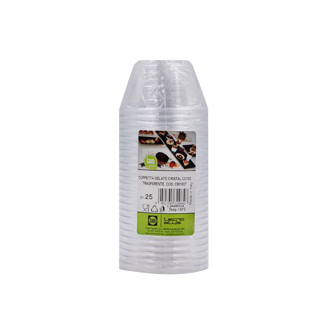 25 Coppette gelato cristal 100 cc trasparente 3 25 Coppette gelato cristal 100 cc trasparente - immagine 3