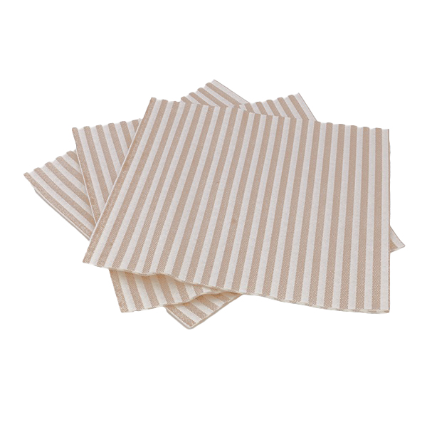 24 Tovaglioli cartatessuto 40x40 cm style righe sabbia 2 tris di tovaglioli in carta tessuto a righe bianche e sabbia
