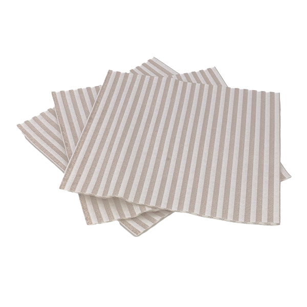 24 Tovaglioli cartatessuto 40x40 cm style righe beige 2 tris di tovaglioli in carta tessuto a righe bianche e beige