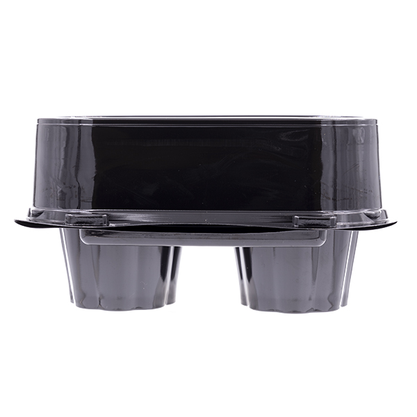50 kappucciobox con coperchio x2 nero 3 porta tazzine caffè asporto doppio scomparto chiusura a conchiglia colore nero