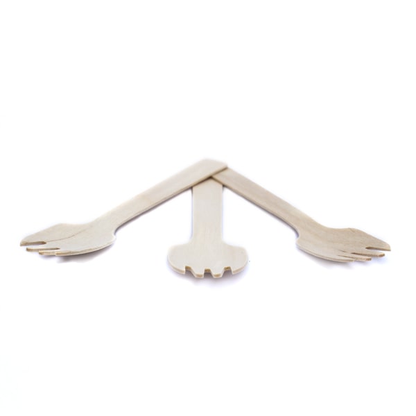 100 Forchettine mignon in legno 10,5 cm 2 tris di forchettine in legno monouso