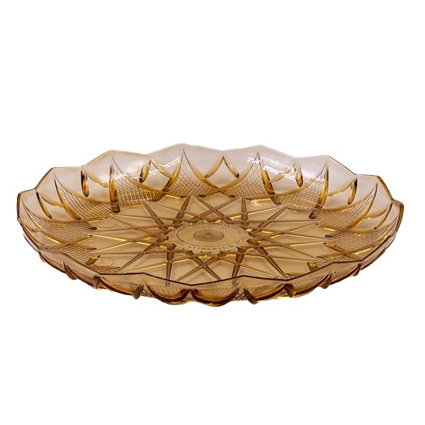 vassoio in plastica fumè per profitterols con decoro a stella diametro 12,5 cm