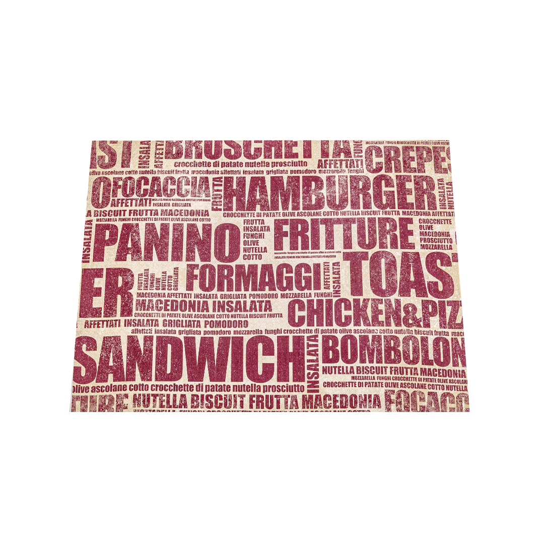 250 Tovagliette in carta 30x40 cm stampa scritte golosa bordeaux 2 250 Tovagliette in carta 30x40 cm stampa scritte golosa bordeaux - immagine 2