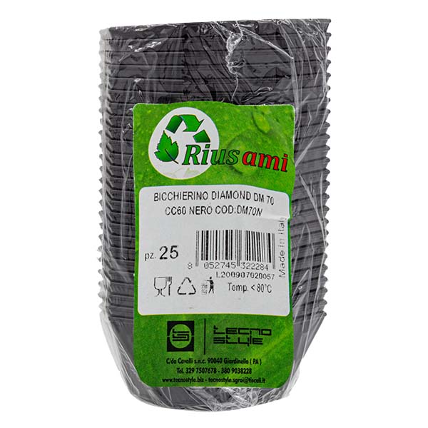 25 Bicchierini Diamond neri 60 cc 3 25 Bicchierini Diamond neri 60 cc - immagine 3