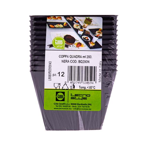 12 Coppe quadre nere 200 cc 3 12 Coppe quadre nere 200 cc - immagine 3
