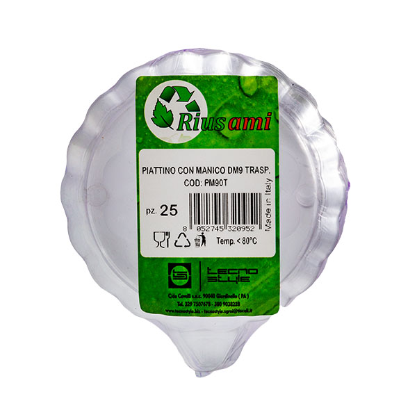 25 Piattini con manico Ø 9 cm trasparenti 3 25 Piattini con manico Ø 9 cm trasparenti - immagine 3