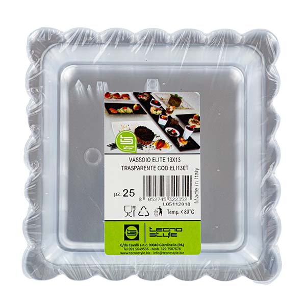 25 Vassoi Elite 13x13 cm trasparenti 3 25 Vassoi Elite 13x13 cm trasparenti - immagine 3