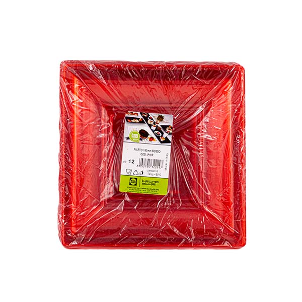 12 Piatti quadri 18x18 cm style Rossi 3 12 Piatti quadri 18x18 cm style Rossi - immagine 3