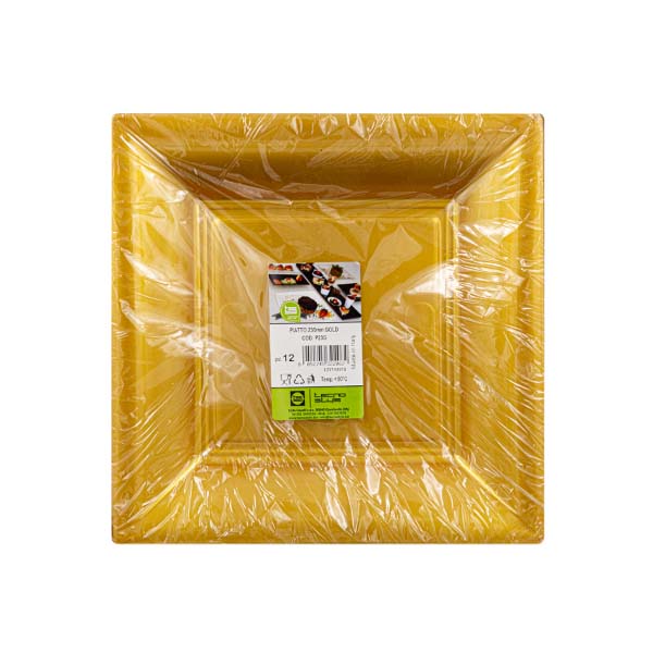 12 Piatti quadri 23x23 cm style Oro 3 12 Piatti quadri 23x23 cm style Oro - immagine 3