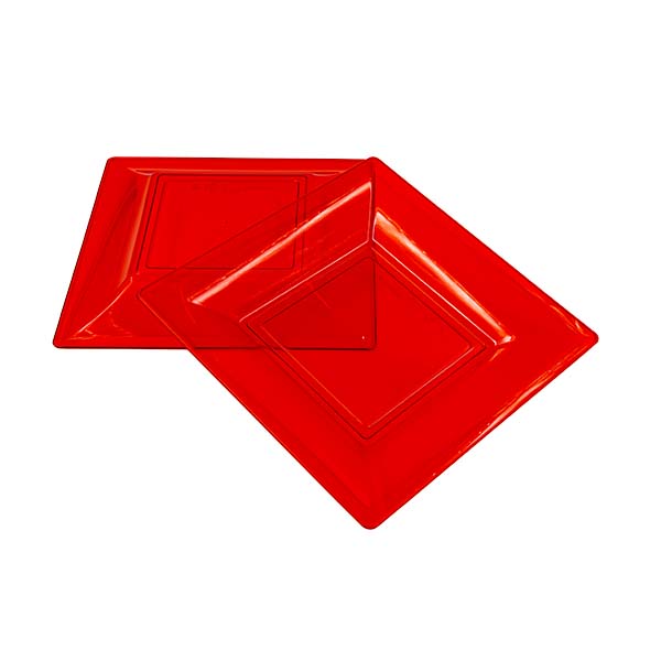 12 Piatti quadri 23x23 cm style Rossi 2 12 Piatti quadri 23x23 cm style Rossi - immagine 2