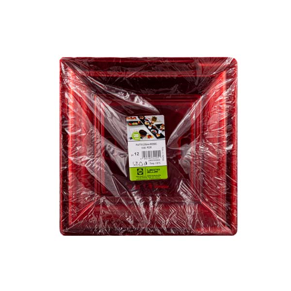 12 Piatti quadri 23x23 cm style Rossi 3 12 Piatti quadri 23x23 cm style Rossi - immagine 3