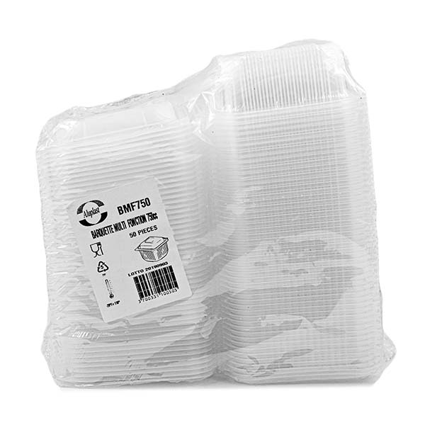 50 vaschette pp con coperchio per microonde 750 gr trasparenti BMF 3 50 vaschette pp con coperchio per microonde 750 gr trasparenti BMF - immagine 3