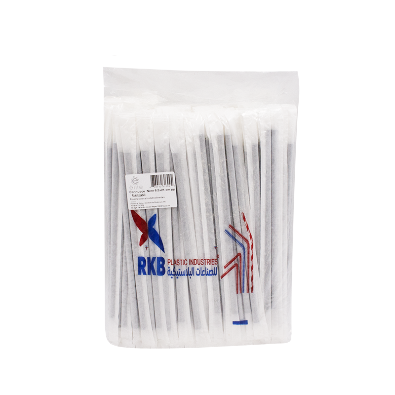 200 Cannucce PP 21x6,5cm nere dritte riutilizzabili imbustate singolarmente 4 200 Cannucce PP 21x6,5cm nere dritte riutilizzabili imbustate singolarmente - immagine 4