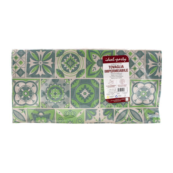25 Tovaglie goffrate Ideal-party 100x100 stampa maioliche verdi 3 25 Tovaglie goffrate Ideal-party 100x100 stampa maioliche verdi - immagine 3