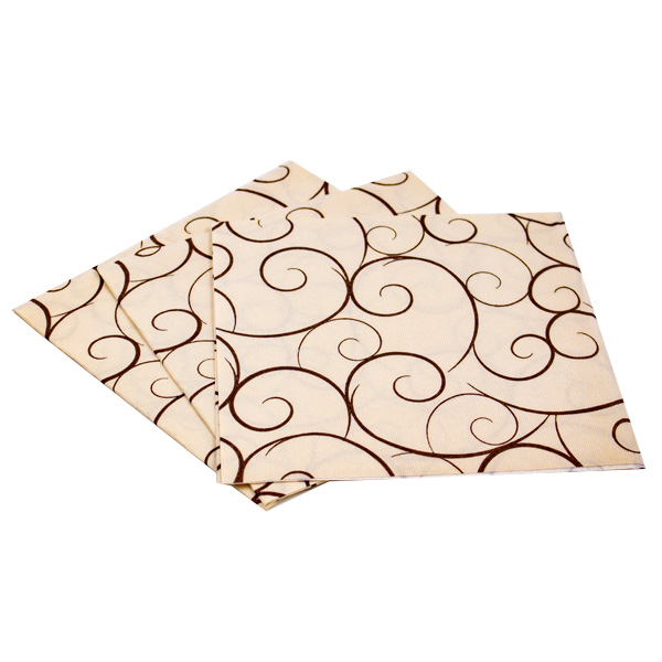 40 Tovaglioli linea Air in carta tessuto 40x40 cm stampa decò colore corda/marrone 2 40 Tovaglioli linea Air in carta tessuto 40x40 cm stampa decò colore corda/marrone - immagine 2