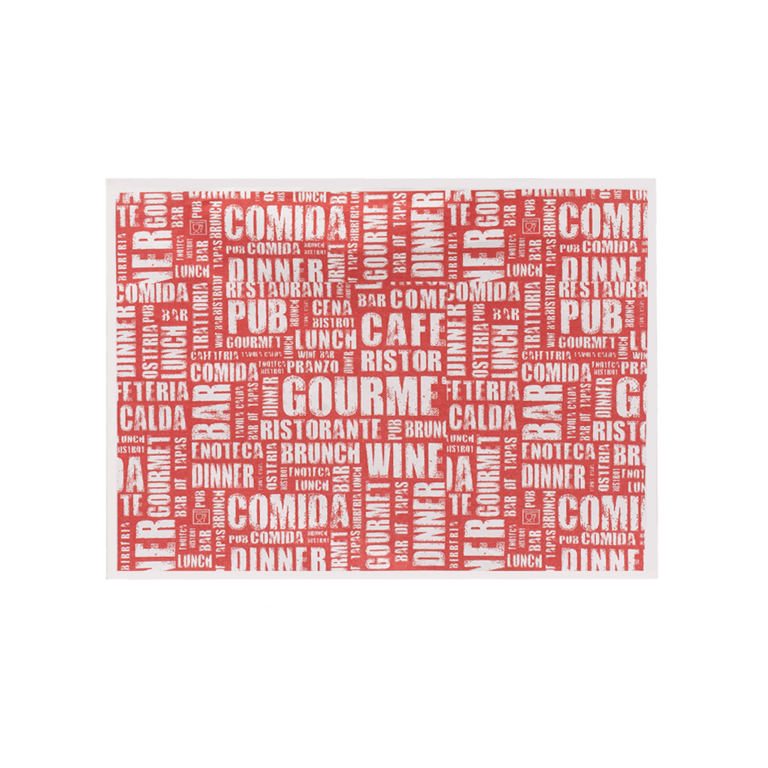 500 Tovagliette monoposto 33x40 cm stampa gourmet rosso 1 500 Tovagliette monoposto 33x40 cm stampa gourmet rosso