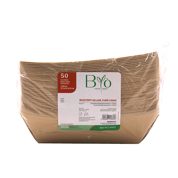 50 Barchette in carta 22,4x14cm h5,8cm 1200ml avana 3 50 Barchette in carta 22,4x14cm h5,8cm 1200ml avana - immagine 3