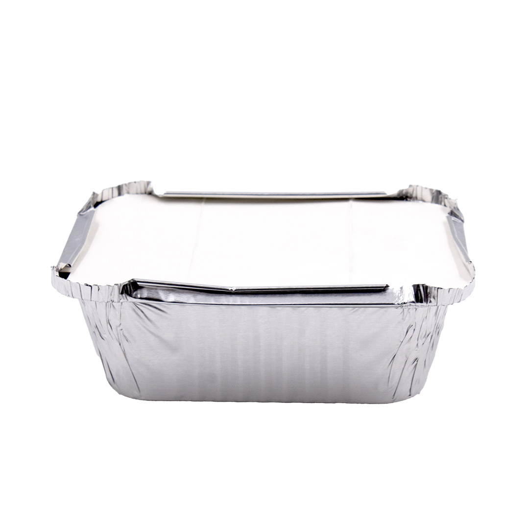 50 Vaschette alluminio 1 porzione con coperchio 470cc 2 50 Vaschette alluminio 1 porzione con coperchio 470cc - immagine 2