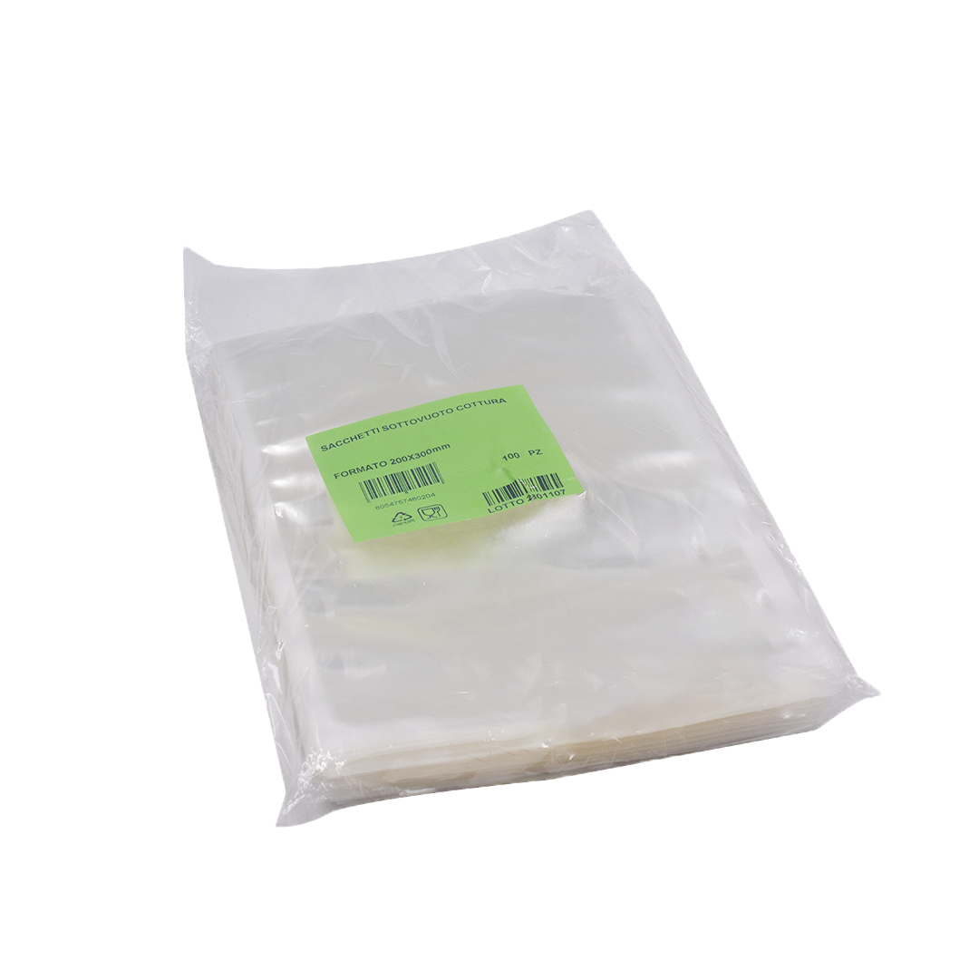 100 Buste sottovuoto 20x30cm lisce per cottura alimenti trasparenti 1 100 Buste sottovuoto 20x30cm lisce per cottura alimenti trasparenti