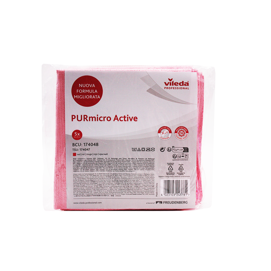 5 PURmicro active vileda panni in microfibra 38x35cm rossi 3 5 PURmicro active vileda panni in microfibra 38x35cm rossi - immagine 3