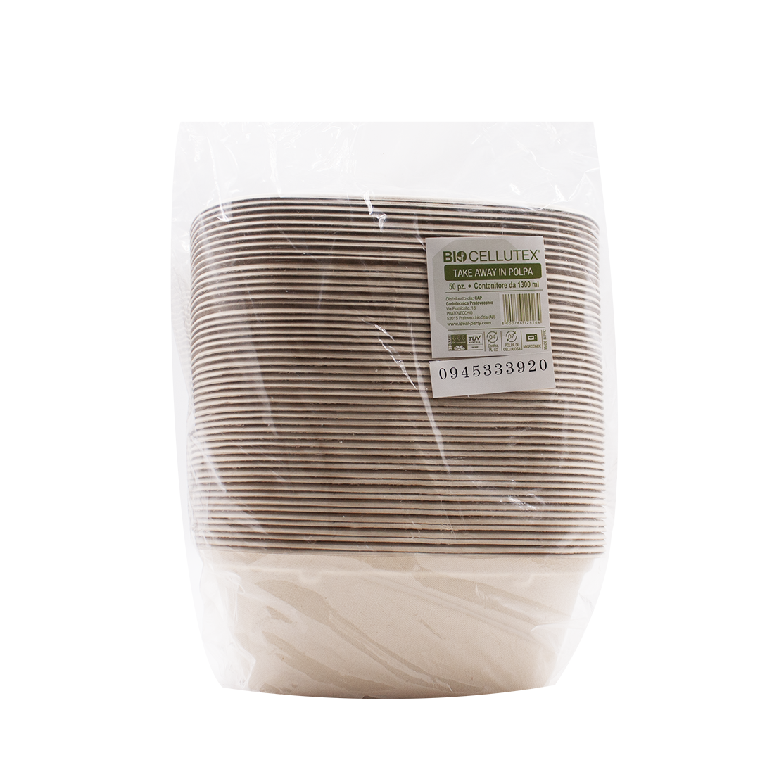 50 Contenitori in polpa di cellulosa take away 1300ml avana 3 50 Contenitori in polpa di cellulosa take away 1300ml avana - immagine 3