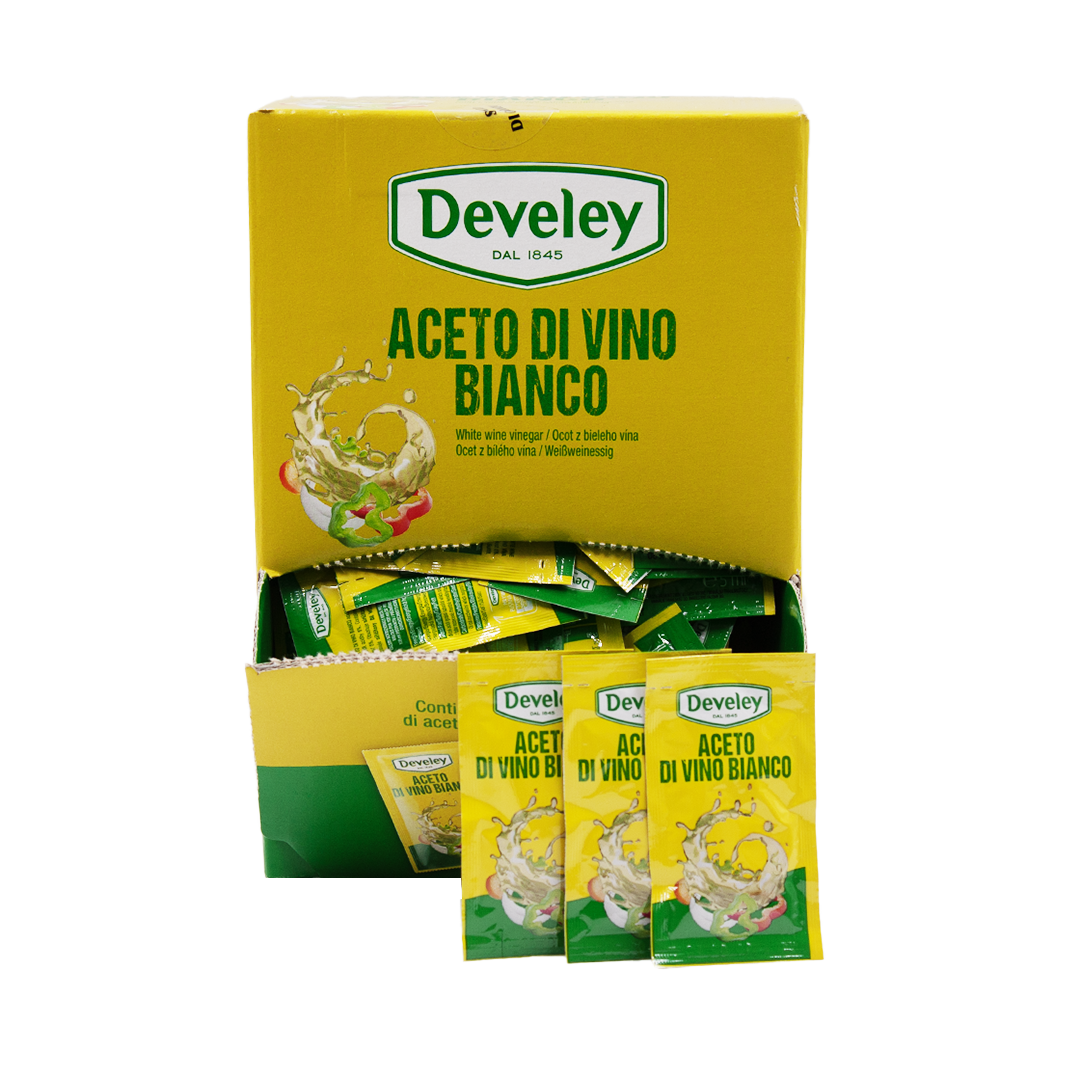 Develey Marsupio Aceto Vino Bianco 200 bustine monoporzioni 5ml 2 Develey Marsupio Aceto Vino Bianco 200 bustine monoporzioni 5ml - immagine 2