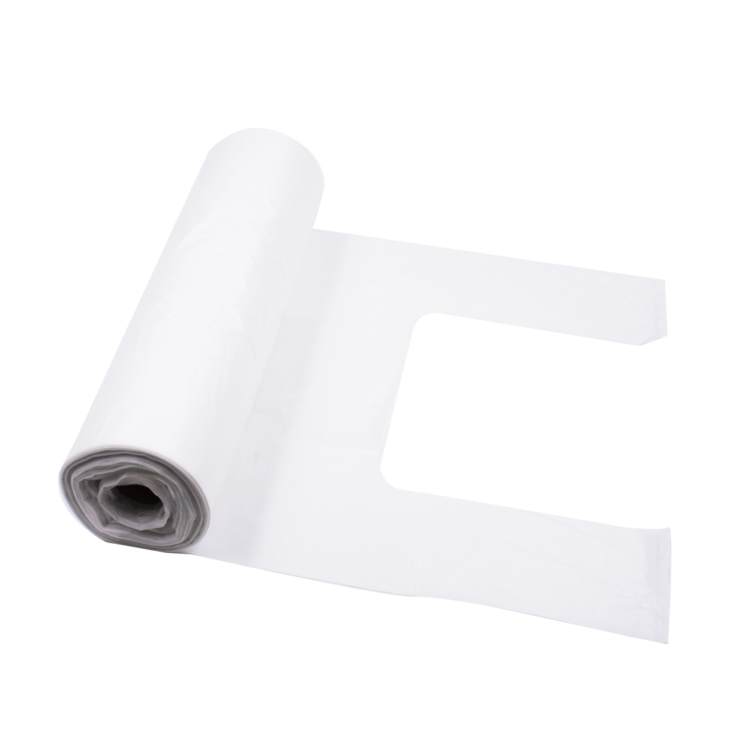Sacchi n.u. a rotolo 30x60 con manici bianchi 800 gr 3 Sacchi n.u. a rotolo 30x60 con manici bianchi 800 gr - immagine 3