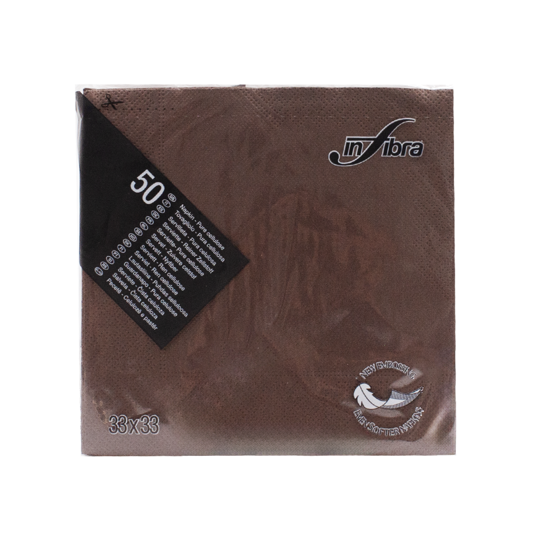 50 Infibra tovaglioli 33x33cm doppio velo cacao marrone 1 50 Infibra tovaglioli 33x33cm doppio velo cacao marrone