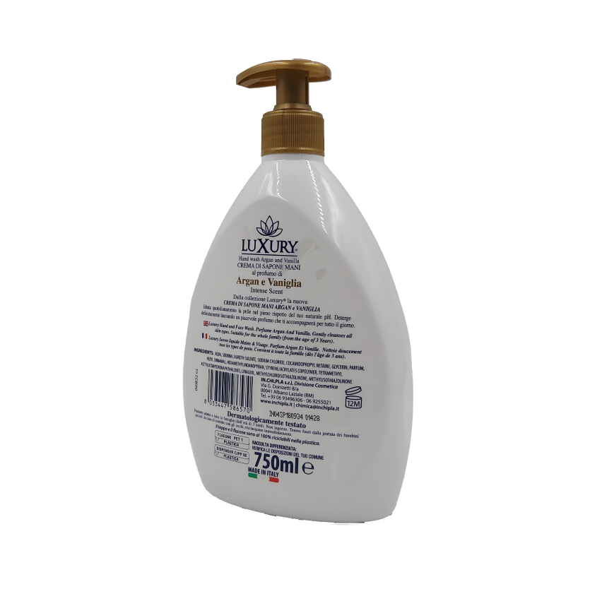 Luxury Sapone Mani 750ml Argan e Vaniglia 4 Luxury Sapone Mani 750ml Argan e Vaniglia - immagine 4