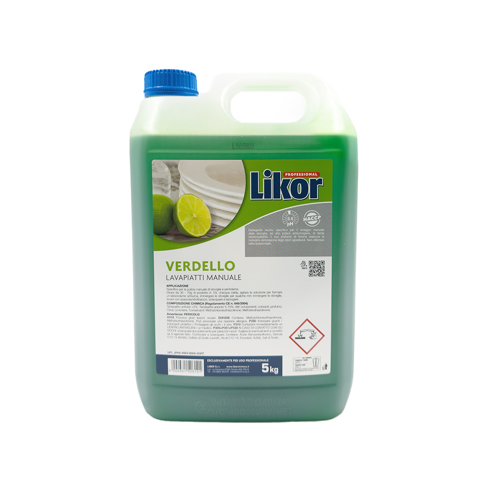 Likor Verdello detergente manuale piatti limone 5lt 1 Likor Verdello detergente manuale piatti limone 5lt