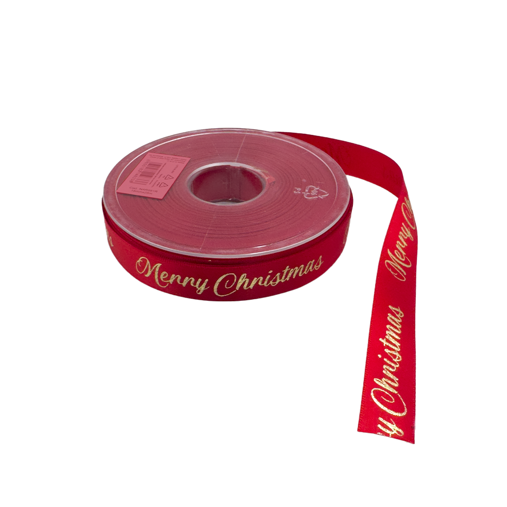 Nastro Doppio Raso Merry Christmas cm 1,5x25 metri rosso 1 Nastro Doppio Raso Merry Christmas cm 1,5x25 metri rosso