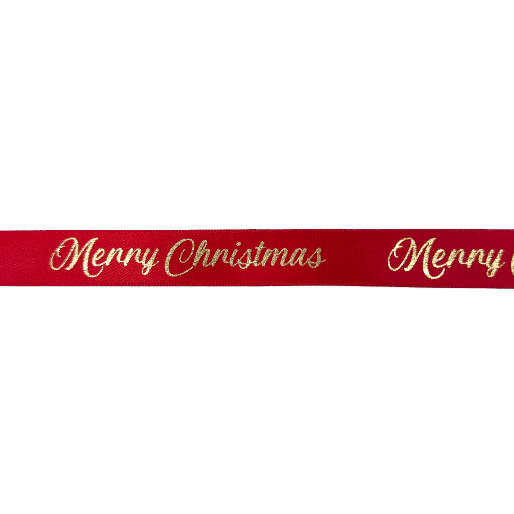 Nastro Doppio Raso Merry Christmas cm 1,5x25 metri rosso 2 Nastro Doppio Raso Merry Christmas cm 1,5x25 metri rosso - immagine 2