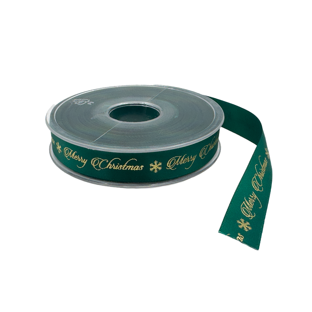 Nastro Doppio Raso Merry Christmas e Cristalli cm 1,5x25 metri verde 1 Nastro Doppio Raso Merry Christmas e Cristalli cm 1,5x25 metri verde