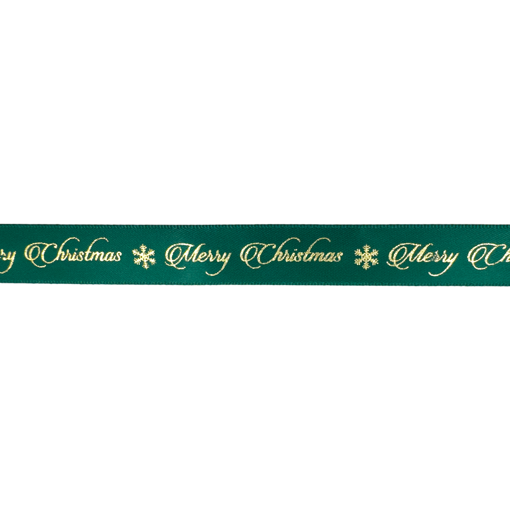 Nastro Doppio Raso Merry Christmas e Cristalli cm 1,5x25 metri verde 2 Nastro Doppio Raso Merry Christmas e Cristalli cm 1,5x25 metri verde - immagine 2