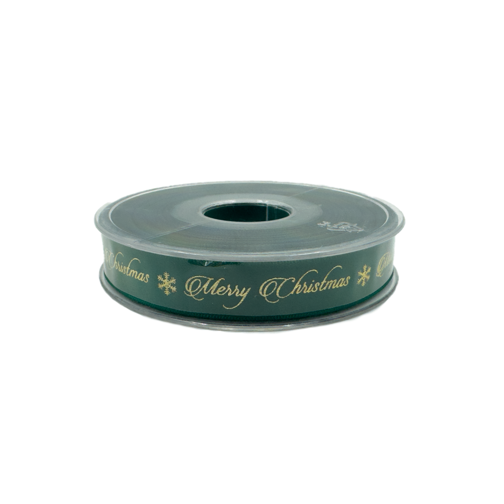 Nastro Doppio Raso Merry Christmas e Cristalli cm 1,5x25 metri verde 3 Nastro Doppio Raso Merry Christmas e Cristalli cm 1,5x25 metri verde - immagine 3